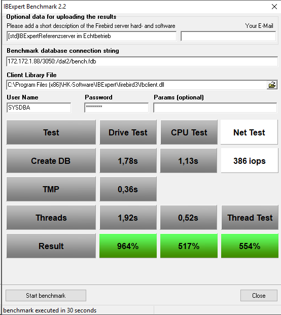Benchmark IBExpert IFS Server